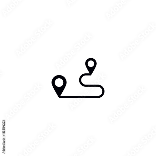 Map pin icon with a hollow circle center. Minimalistic location marker silhouette on a light background, suitable for navigation apps, maps, and travel-related designs.