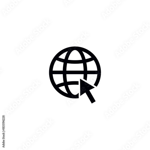 Web navigation globe and cursor icon