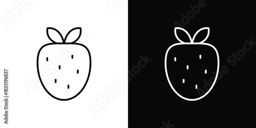 Strawberry icon. Editable Vector symbols. Set of line icons on white background.