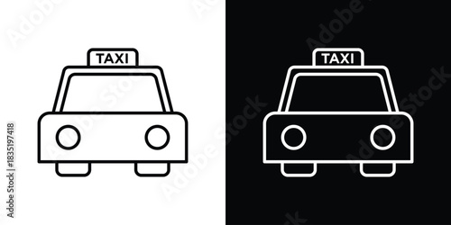 Taxi icon. Editable Vector symbols. Set of line icons on white background.