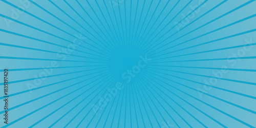Bright Cyan Radial Burst Background with Fading Stripes and Concentric Circles for Modern Graphic Design and Energetic Visuals