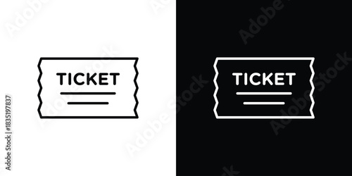 Ticket icon. Editable Vector symbols. Set of line icons on white background.