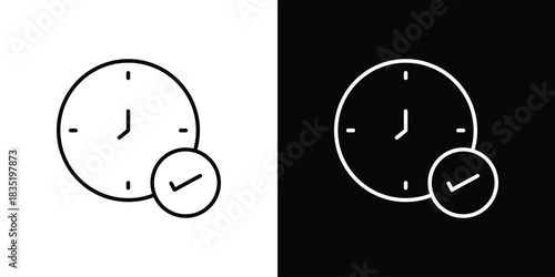 Time check icon. Editable Vector symbols. Set of line icons on white background.