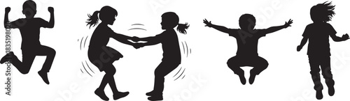 Silhouette Playtime: Capturing the spirited silhouettes of children immersed in the pure joy of outdoor activities, from leaping high in the air to engaging in playful games.