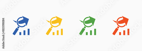 Business Research-Solid Blue Color Icon Set Color Multiple Style Collection Element For Design