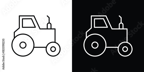 Tractor icon. Editable Vector symbols. Set of line icons on white background.