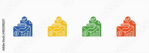 Business Portfolio-Solid Blue Color Icon Set Color Multiple Style Collection Element For Design