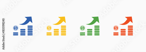 Business Growth-Solid Blue Color Icon Set Color Multiple Style Collection Element For Design