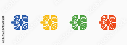 Swot Analysis-Solid Blue Color Icon Set Color Multiple Style Collection Element For Design