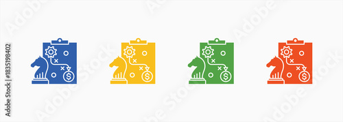 Strategic Planning-Solid Blue Color Icon Set Color Multiple Style Collection Element For Design