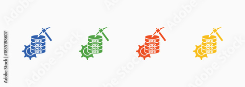 Data Mining Icon Set Color Multiple Style Collection Element For Design