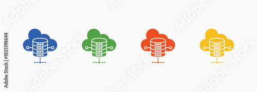 Cloud Database Icon Set Color Multiple Style Collection Element For Design
