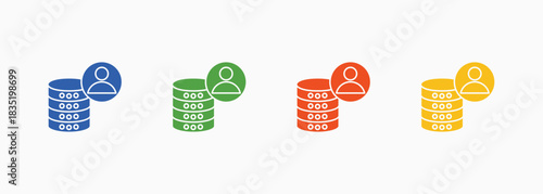 Database User Icon Set Color Multiple Style Collection Element For Design