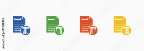 Data Trash Icon Set Color Multiple Style Collection Element For Design