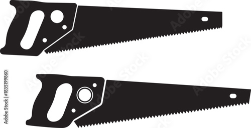 Collection of diverse hand saw icons for construction and diy projects