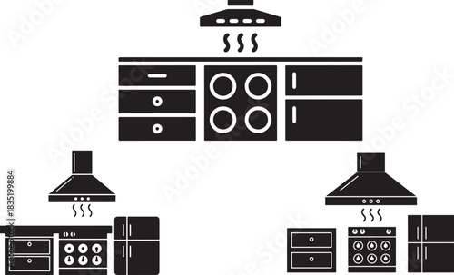 Modern kitchen appliance icons set for design and web projects