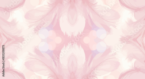 soft pink feather pattern with diffused lighting creating a dreamy ethereal backdrop suitable for gentle romantic designs and calming wellness themes.