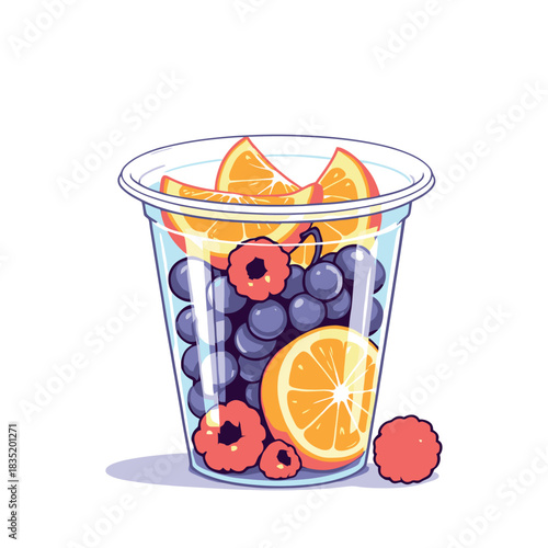Vsai fresh fruit salad in plastic cup illustration