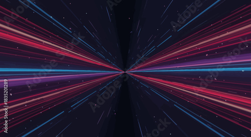 vibrant speed tunnel lines converging in dynamic perspective for a futuristic journey ideal for technology presentations emphasizing warp speed and digital innovation.