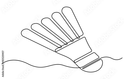 One continuous single line of badminton for sport theme isolated on white background.