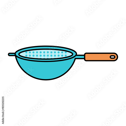 blue kitchen strainer with handle for draining pasta and rinsing vegetables a culinary tool perfect for home cooking and healthy meal preparation.