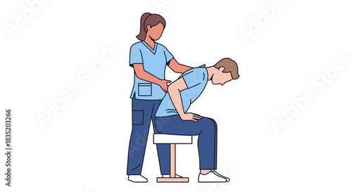 Physiotherapist assisting patient with back pain during therapy session