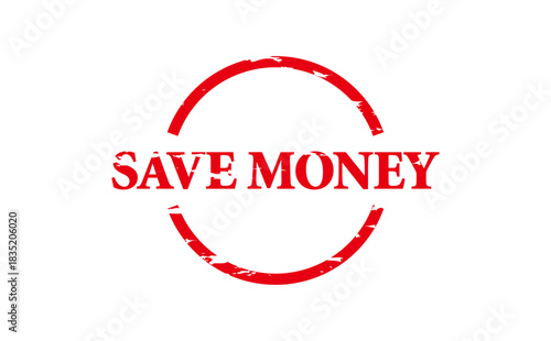 SAVE MONEY - Red Rubber Stamp with text SAVE MONEY
