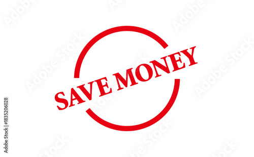 SAVE MONEY - Red Rubber Stamp with text SAVE MONEY
