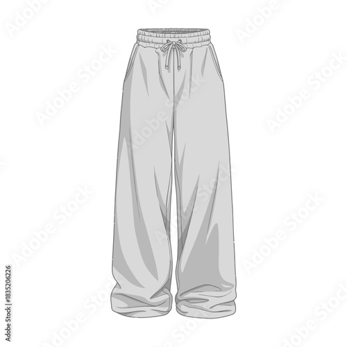 Stylish wide-leg sweatpants with a drawstring waist, perfect for casual wear and athletic activities