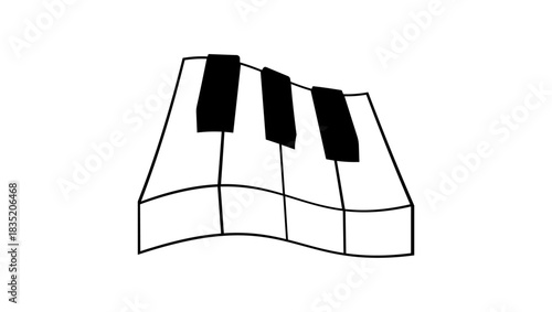 piano keyboard wave, black isolated silhouette