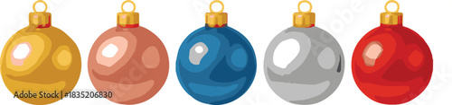 Five Assorted Christmas Ornaments (Solid Colors)