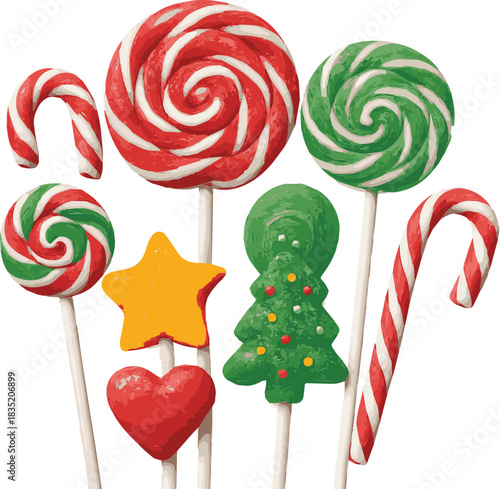 Assorted Holiday Lollipops and Candy Canes