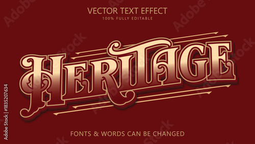 Heritage editable text effect, Victorian vintage text style