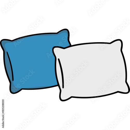 Two Soft Pillows One Blue One White Against A Black Background Simple Clean Design For Sleep Comfort And Relaxation