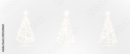 Christmas tree, sparkling lights in the shape of a fir tree on a transparent background. New Year tree made of glowing lights, gold, white, blue, green, vector, png.