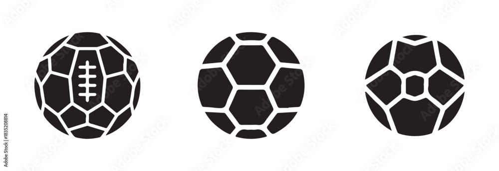 Obraz premium American football and soccer ball icons set isolated on white background. sport game sign in flat style