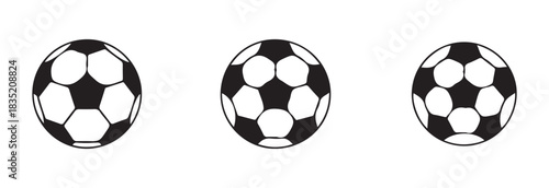 Soccer ball icons set isolated on white background. football game sign. sport equipment symbol in flat style