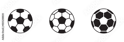 Soccer ball icon set isolated on white background flat design style team sport competitive game equipment