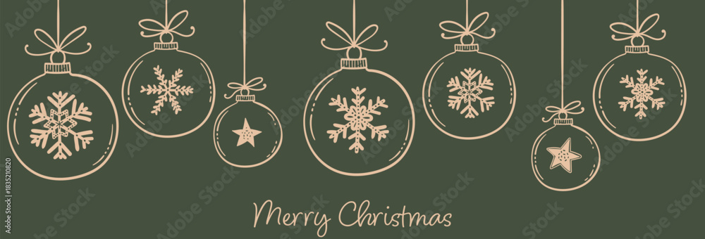 Fototapeta premium Cute hand drawn christmas baubles with decorations.