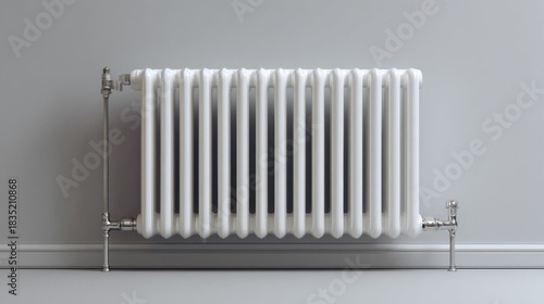 Wallpaper Mural Modern white home radiator against minimalist grey wall in interior heating concept Torontodigital.ca