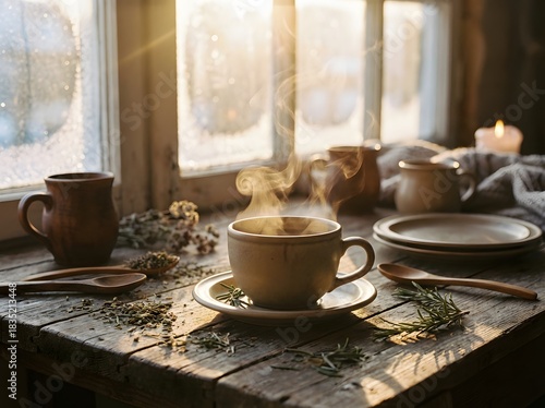 Hot Coffee and Pastries by Window