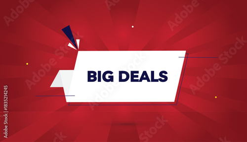 big deals editable eps format web banner vector art illustration template design white gray shapes deep blue bold font red gradient abstract illustration sun shine background 4k business creative prom