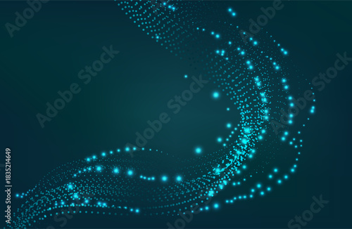 3D Analysis of particles and forms. Glow point.Big Data Analysis.Abstract mesh background. Vector illustration. Holiday background. luxury transformative teal colour.
