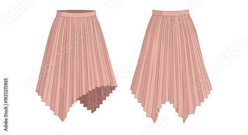Draped Asymmetrical Pleated Skirt Renderings: A Fashion Design Visualisation with Precision and Movement of a Garment