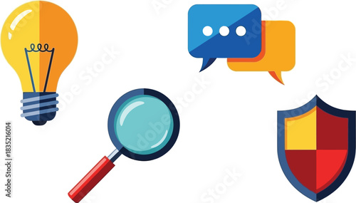 Business concept icons idea communication analysis and security illustration