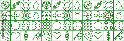 Geometric mosaic citrus lemon orange pattern for fresh food and fruit  logo.