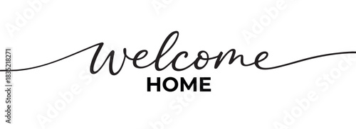 Welcome home black line lettering. Hand drawn vector calligraphy isolated on white