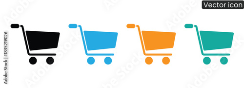 Dynamic shopping cart icons in vibrant colors, perfect for enhancing e-commerce platforms and mobile apps with a modern, user-friendly checkout experience.