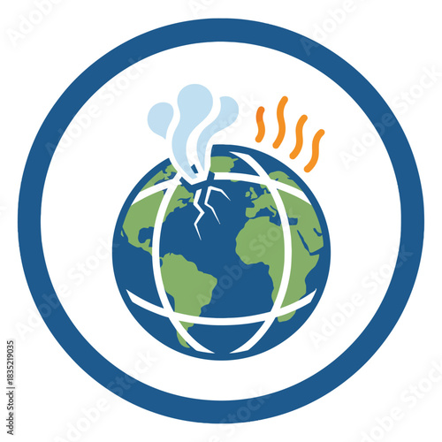 Cracked earth globe with rising heat illustrating global warming and environmental damage crucial for climate change awareness campaigns.