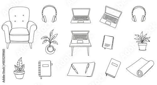 cozy workspace setup armchair laptop and plants for creative work at home ideal for freelancers seeking a relaxed and productive design studio